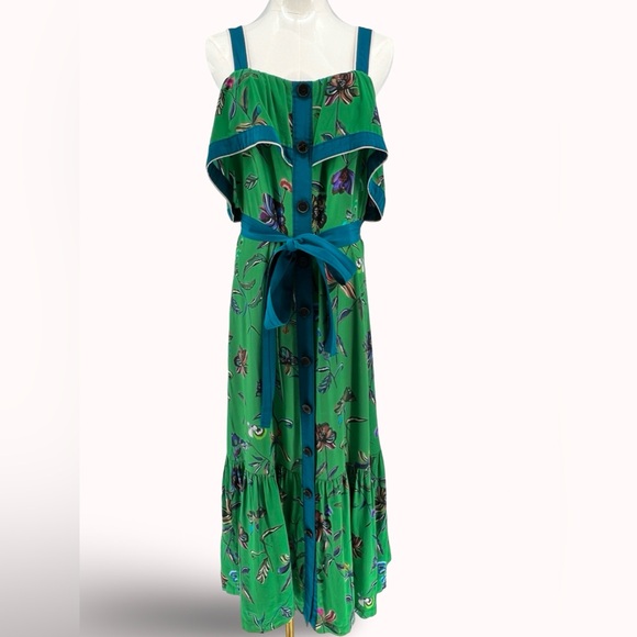 DEREK LAM 10 CROSBY - Floral Silk Ruffle Cami Dress - Picture 3 of 9